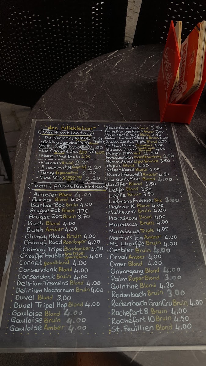 Parlement ('t) menu board