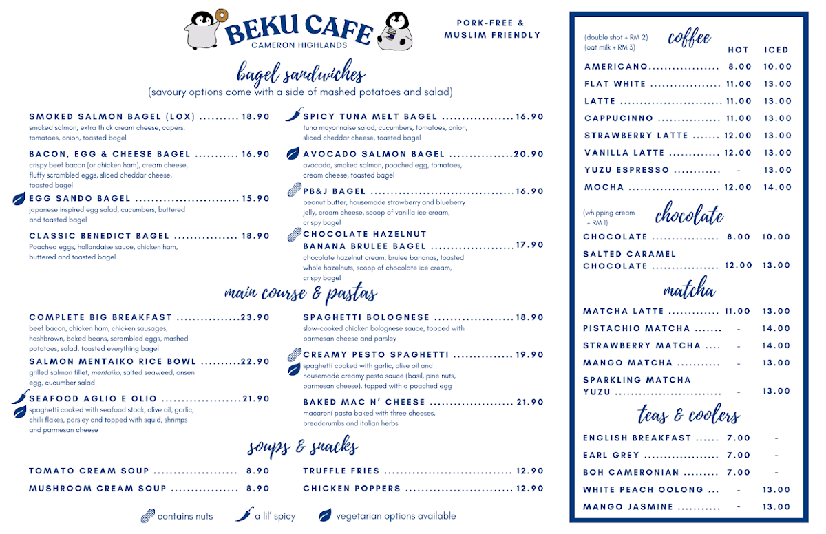Beku Cafe menu board