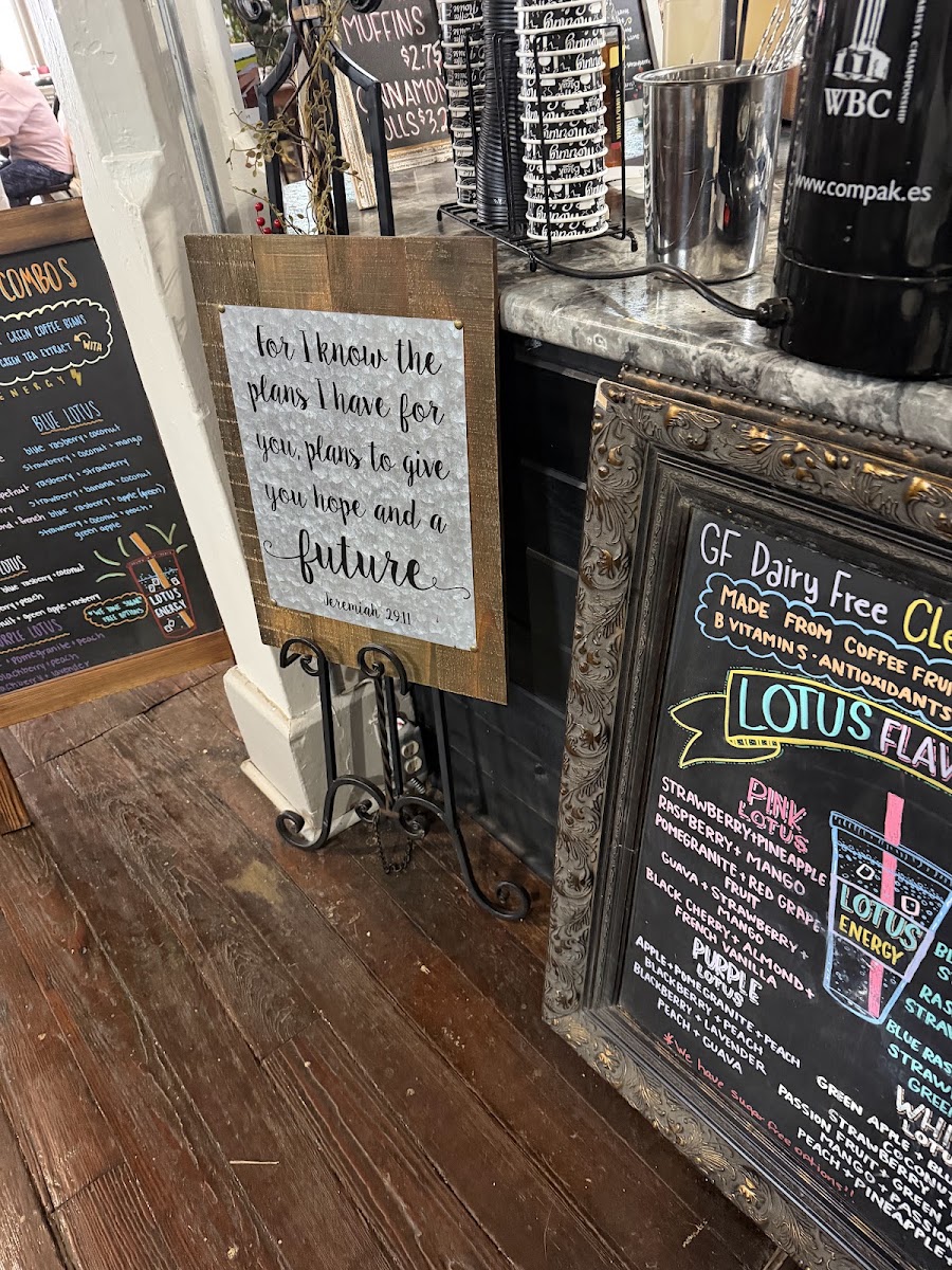 One More Cup menu board