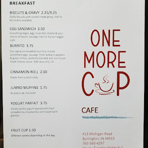 One More Cup menu board