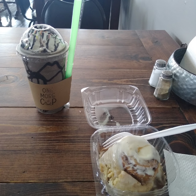 Thin Mint Frappe and Cinnamon Roll