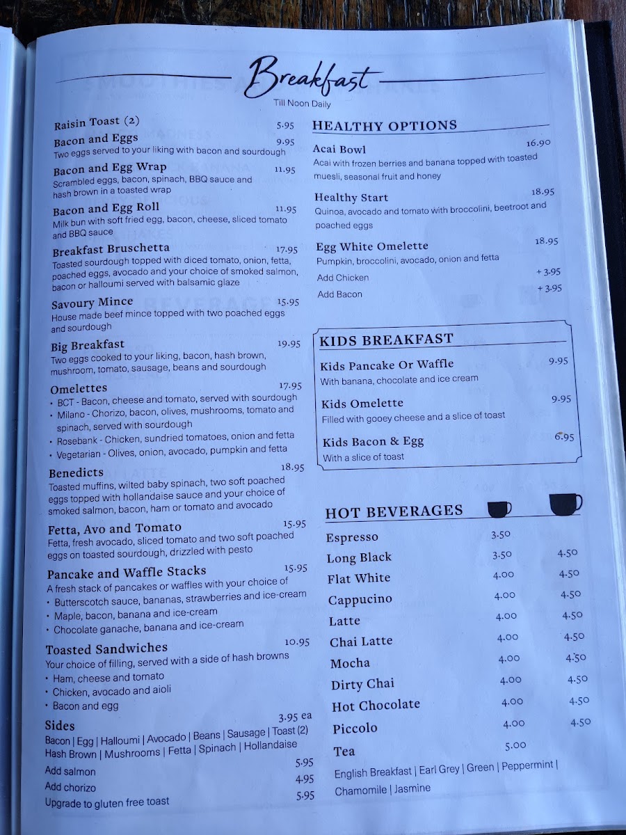 Long Leaf Café menu board