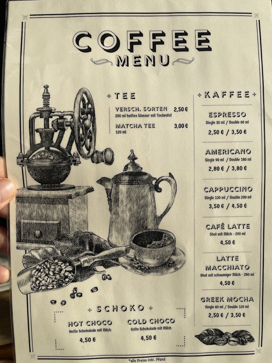 Vintage Café & Bar Harburg menu board