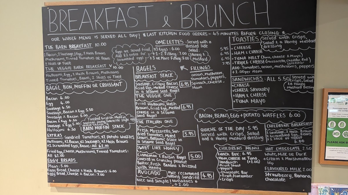 The Barn Cafe Whickham menu board