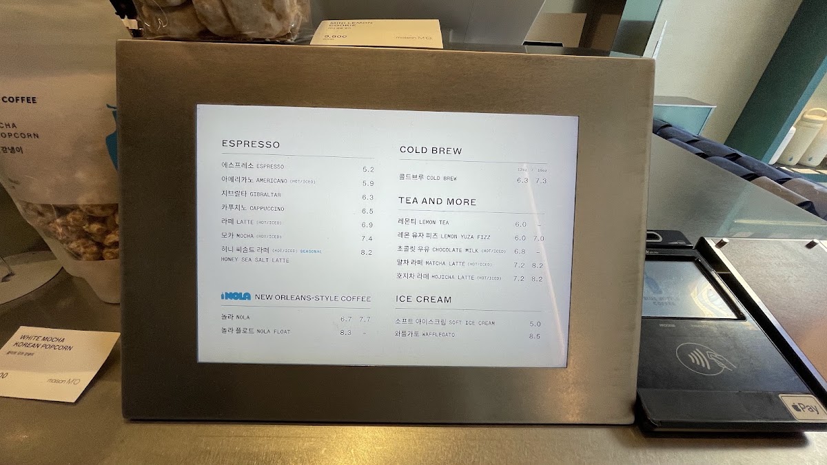 Blue Bottle Coffee Myeongdong Noon Square menu board