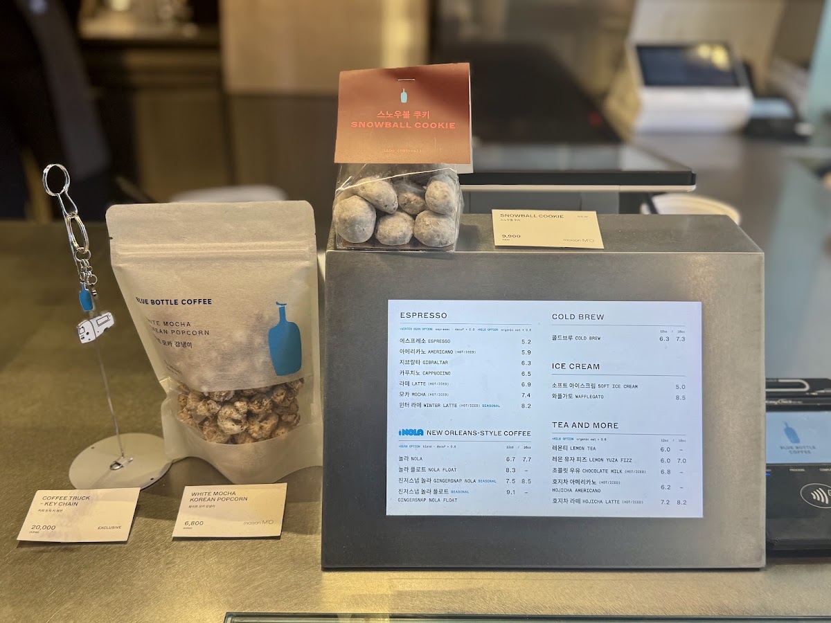 Blue Bottle Coffee Myeongdong Noon Square menu board