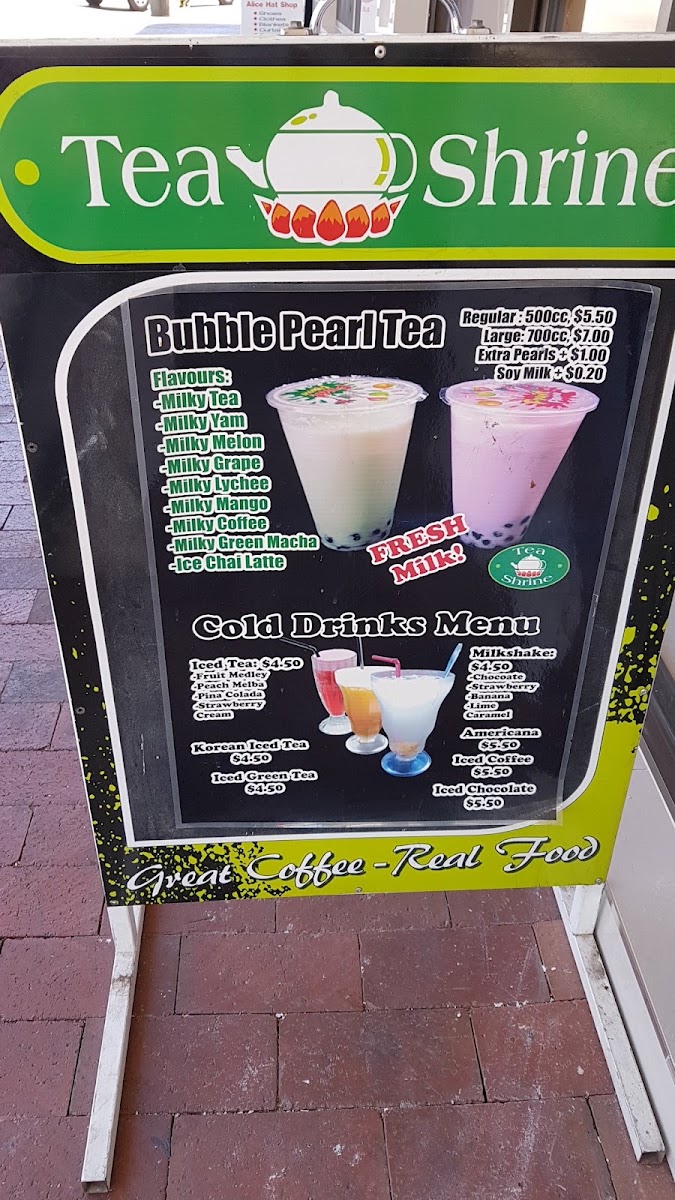 Tea Shrine menu board