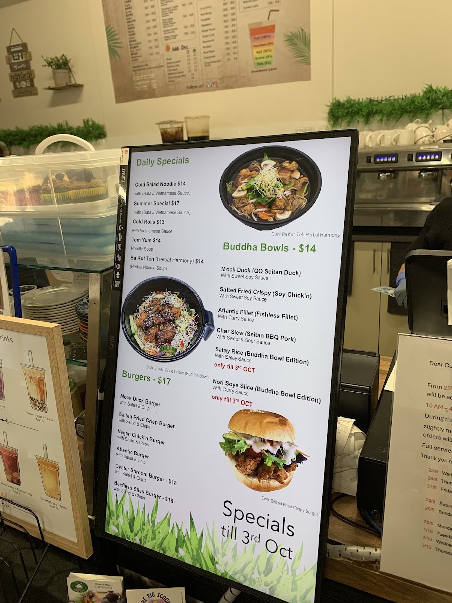 Tea Shrine menu board