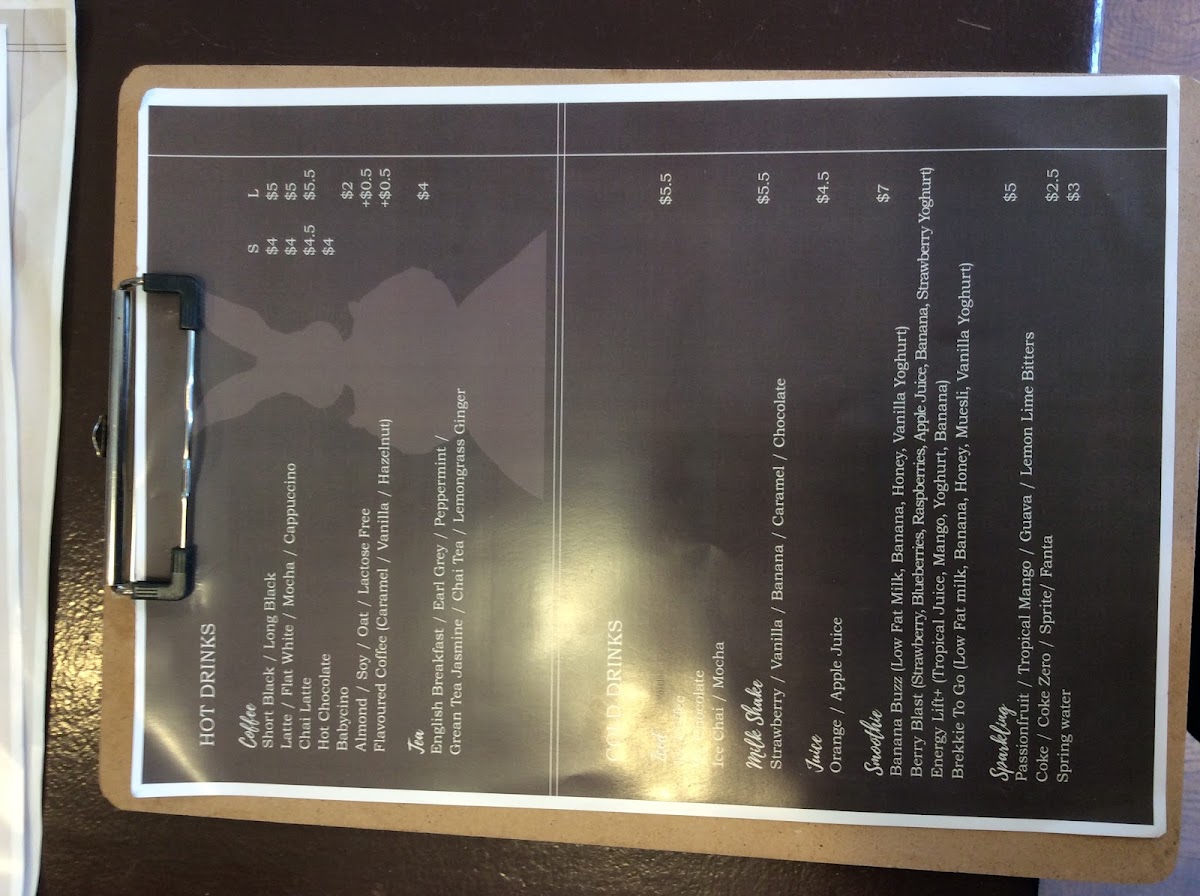 Miss Bunny Café menu board