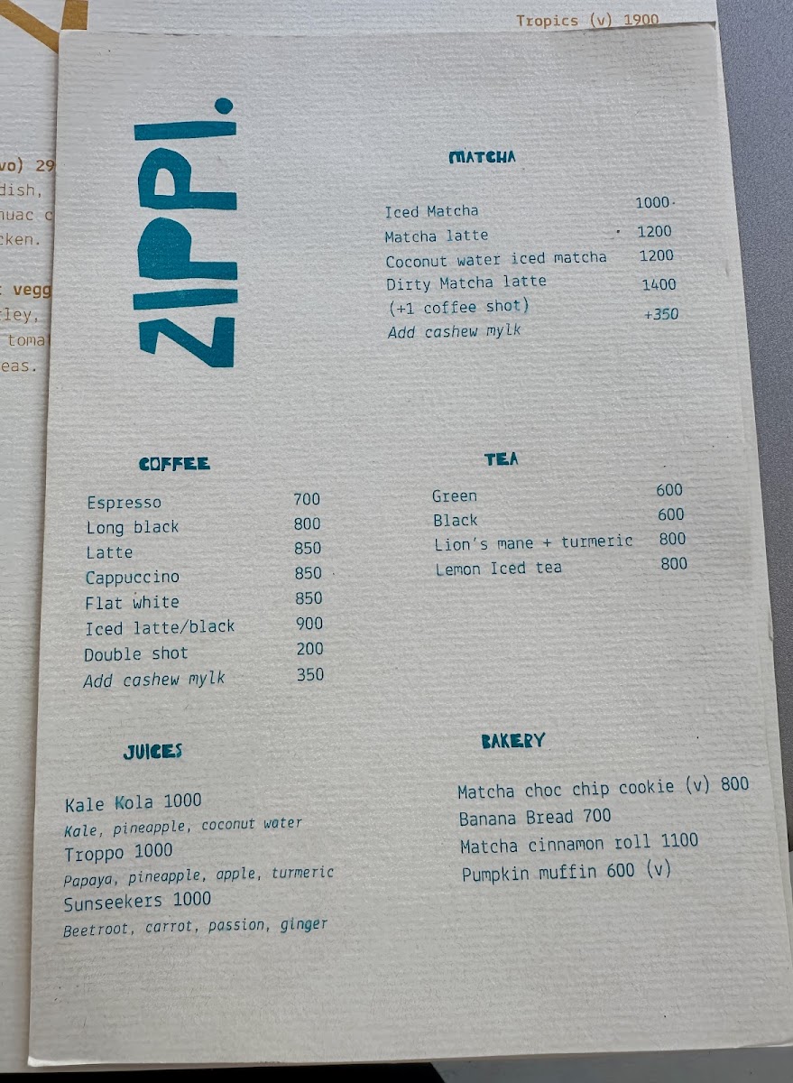 ZIPPI menu board