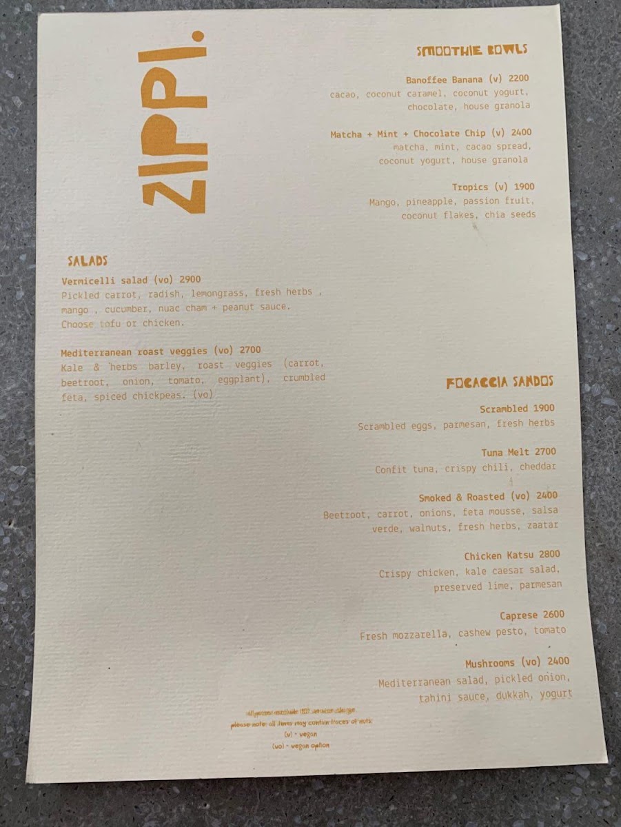 ZIPPI menu board