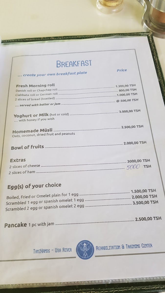 Tanz-Hand's Bakery menu board