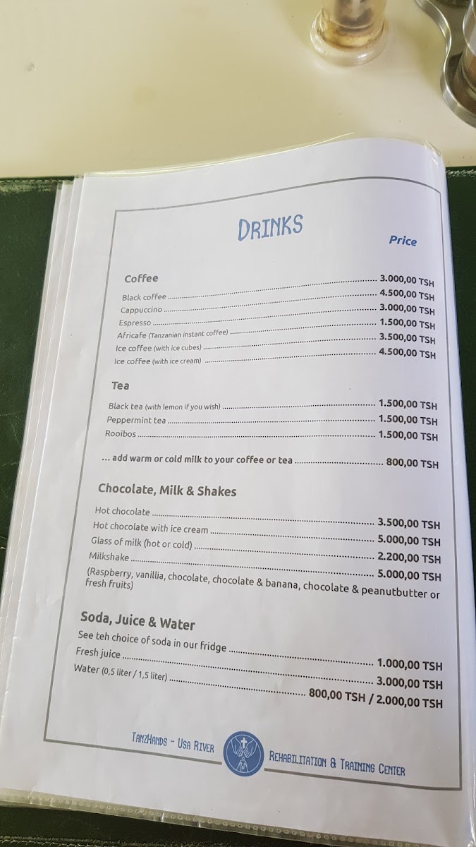Tanz-Hand's Bakery menu board