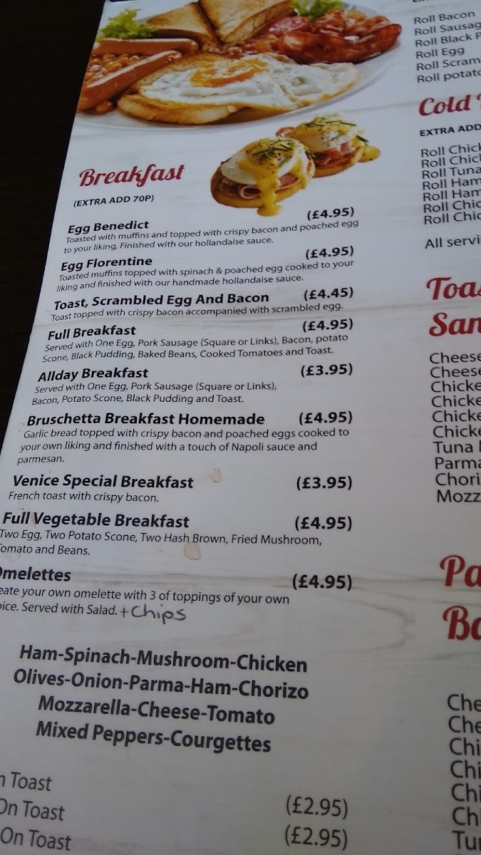 Caffe Venice menu board