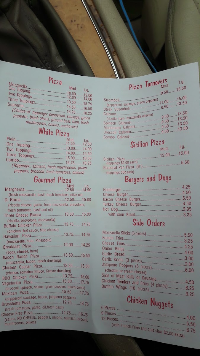Cafe Di Roma menu board