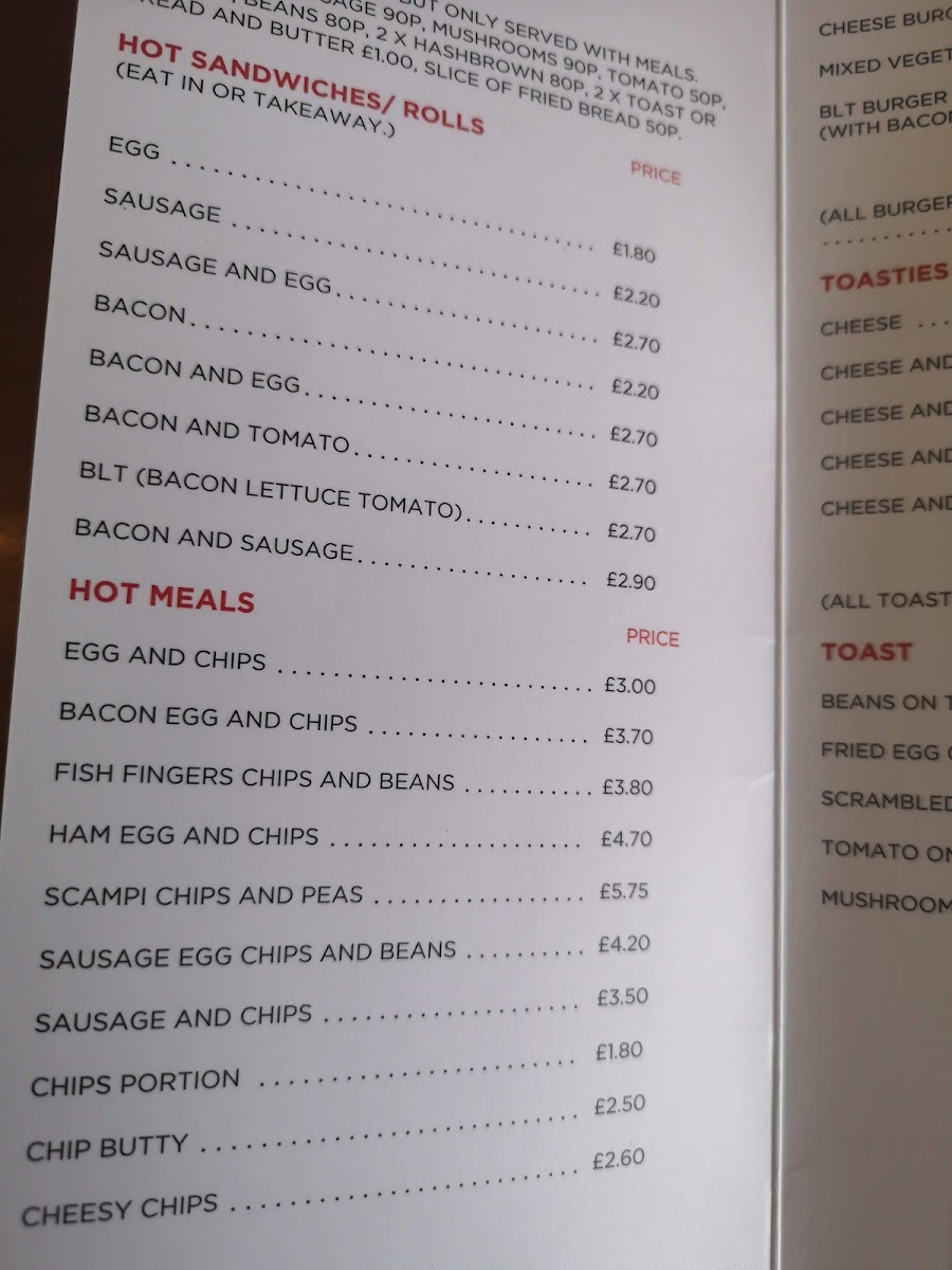Earlham Park Cafe menu board