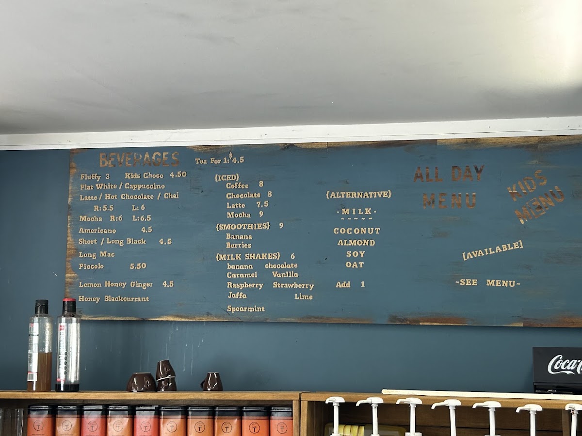 Karori Park Cafe menu board