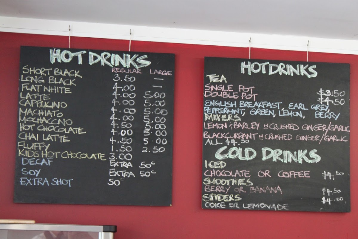 Karori Park Cafe menu board