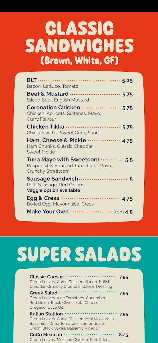 All Good Cafe MK menu board