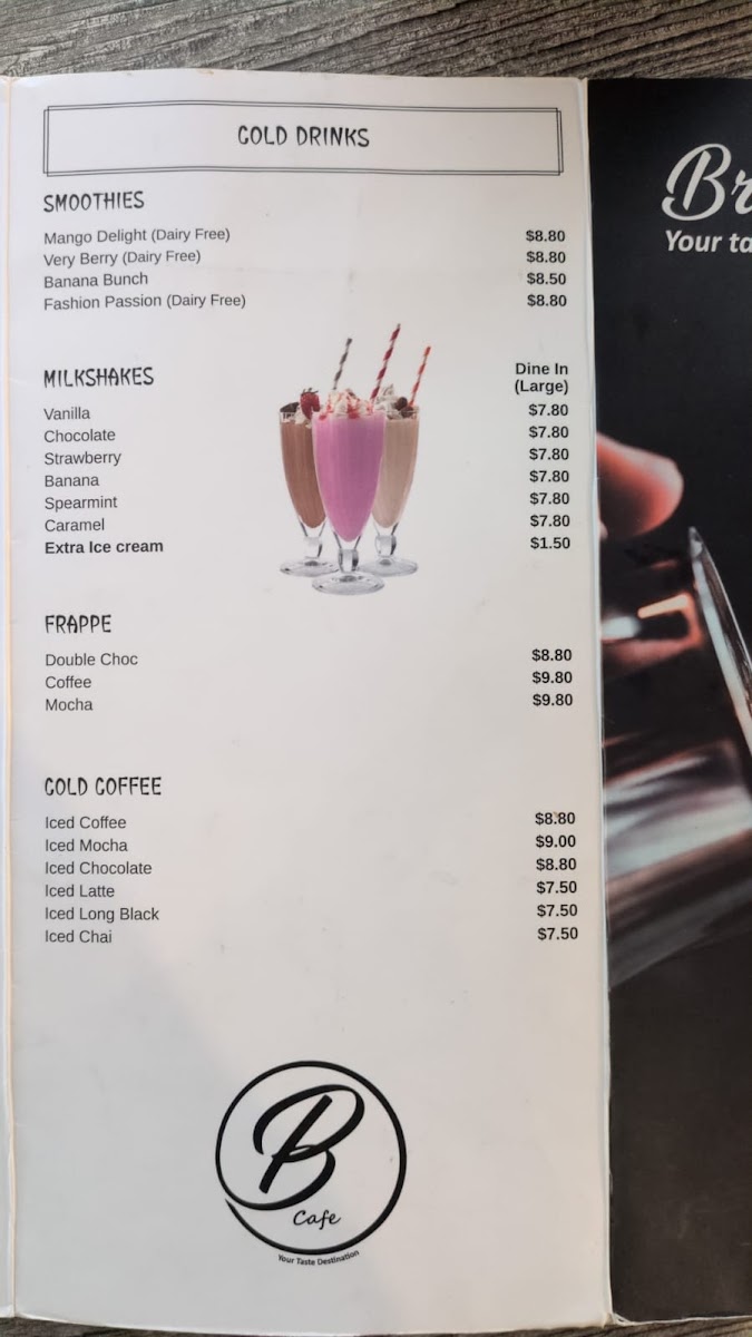 Brooklane Cafe menu board