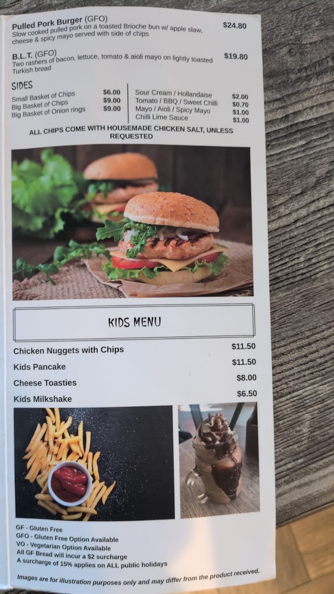 Brooklane Cafe menu board