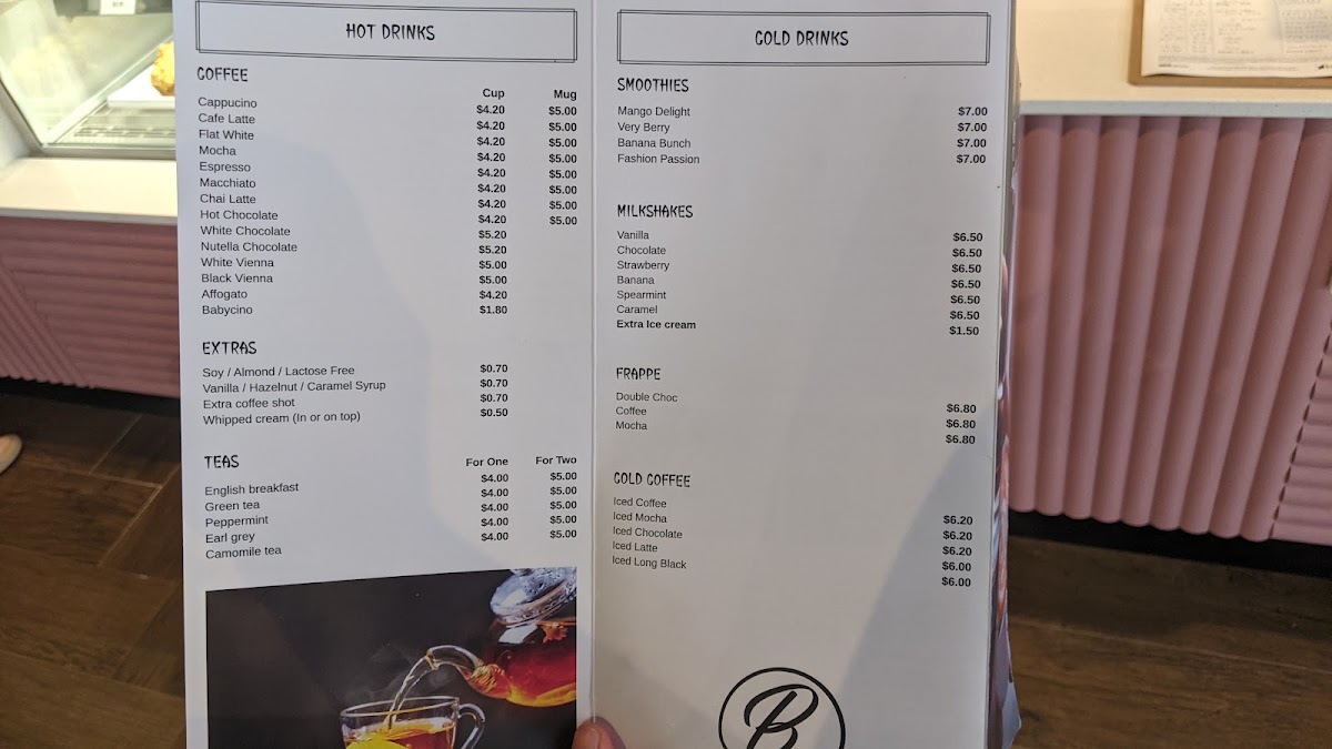 Brooklane Cafe menu board