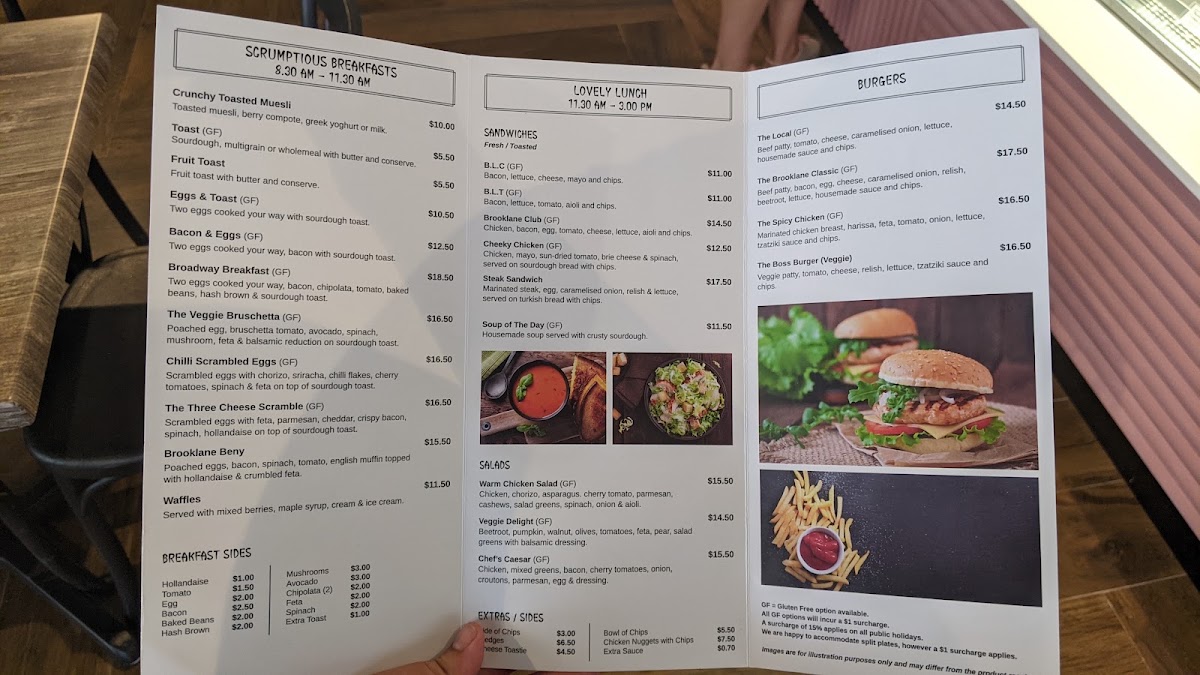 Brooklane Cafe menu board