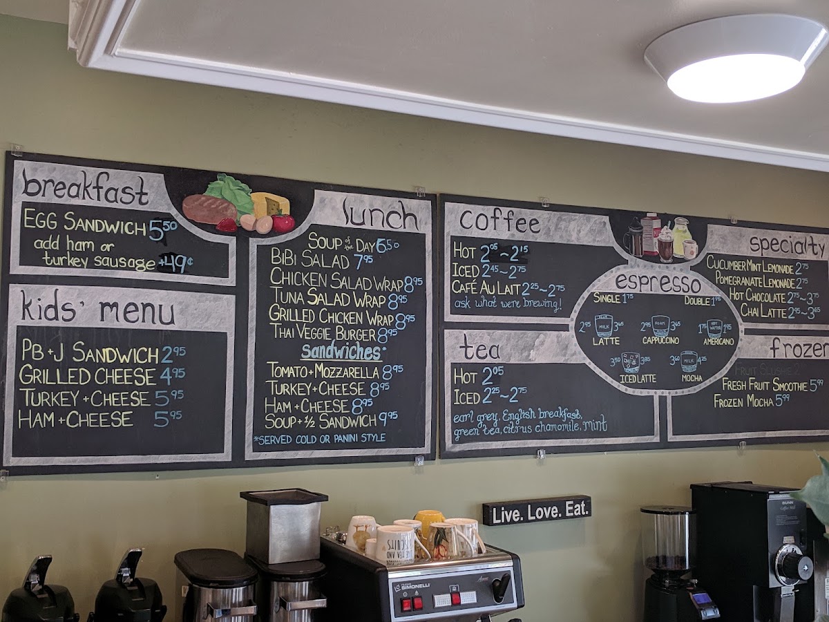 BiBi Cafe & Bakery menu board