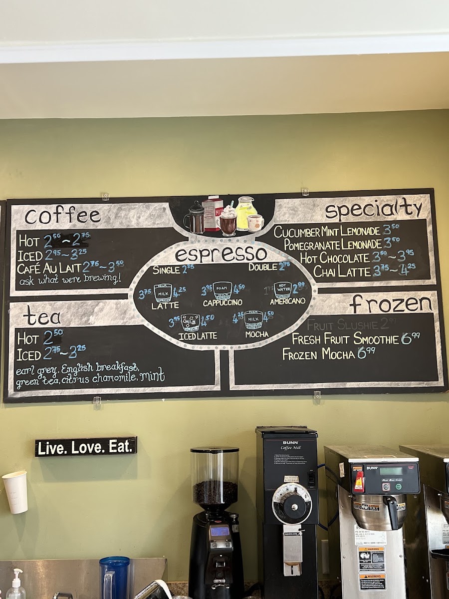 BiBi Cafe & Bakery menu board