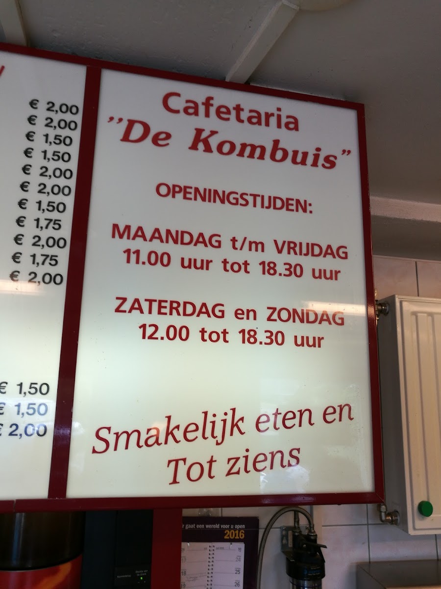 De Kombuis menu board