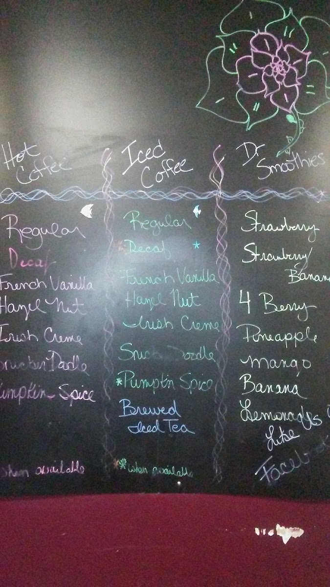 Fuzzy's Cafe menu board