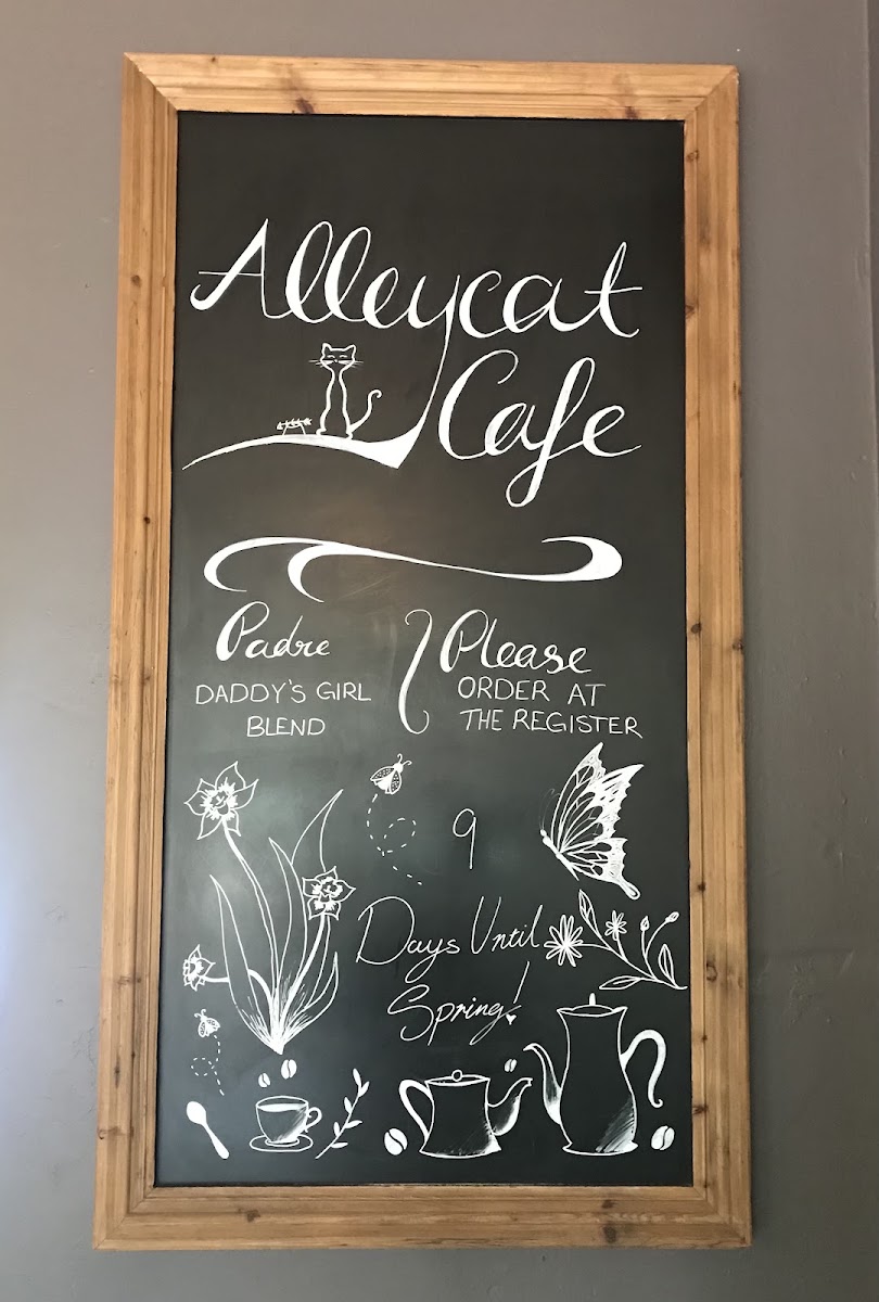 Alleycat Cafe menu board