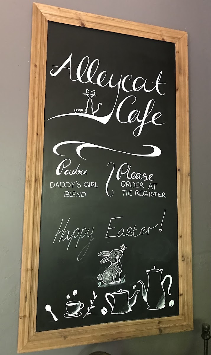 Alleycat Cafe menu board
