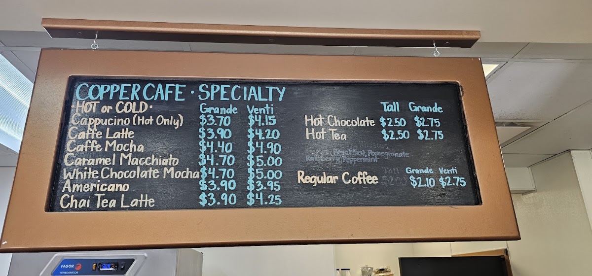 Copper Café menu board