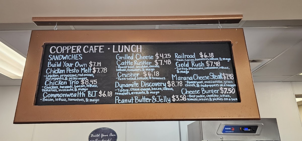 Copper Café menu board