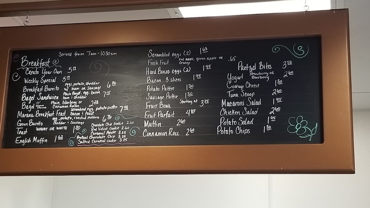 Copper Café menu board