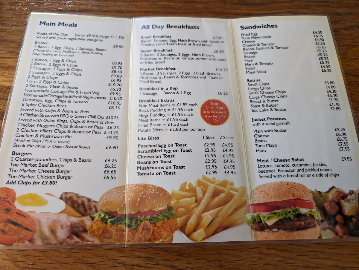 Liskeard Market Cafe menu board