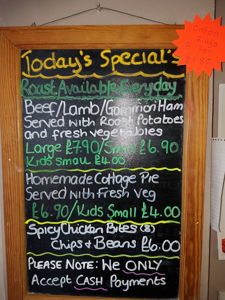 Liskeard Market Cafe menu board