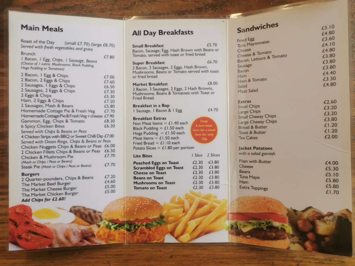 Liskeard Market Cafe menu board