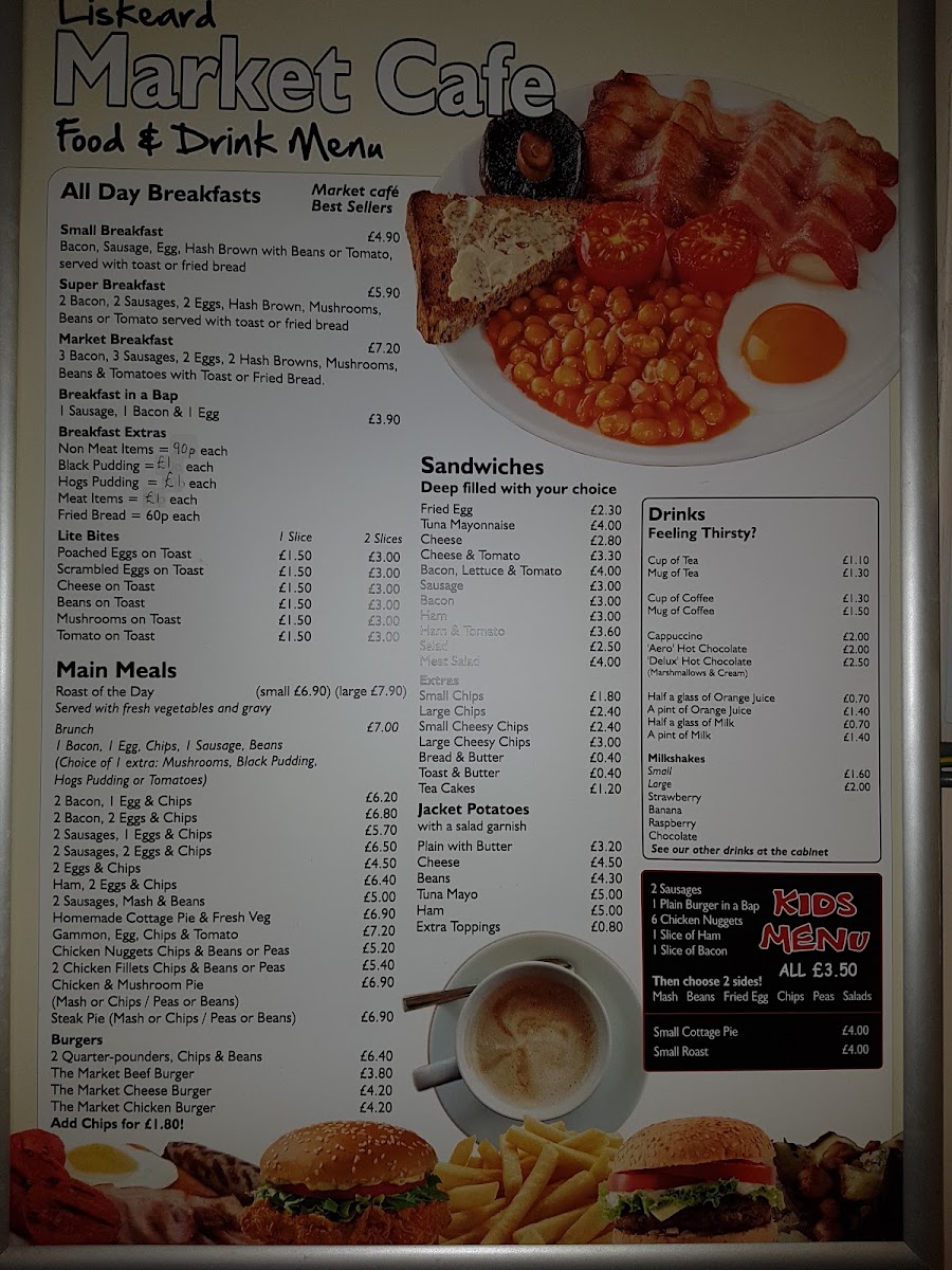 Liskeard Market Cafe menu board