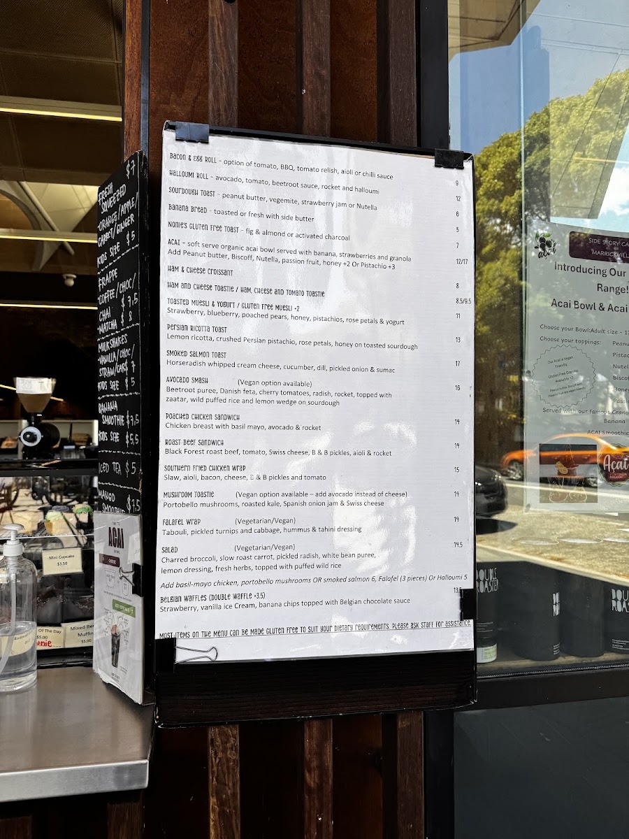 Side Story Cafe menu board