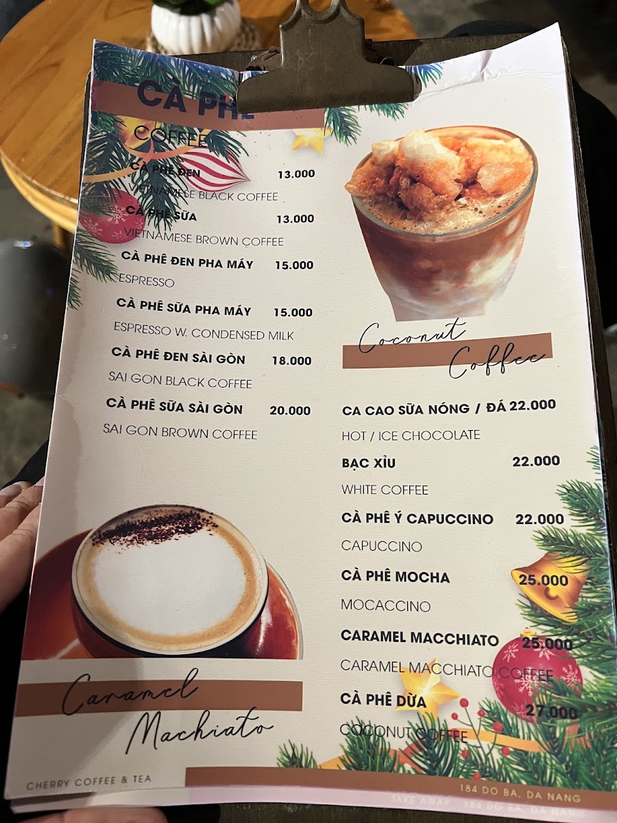 Cherry Coffee and Tea menu board