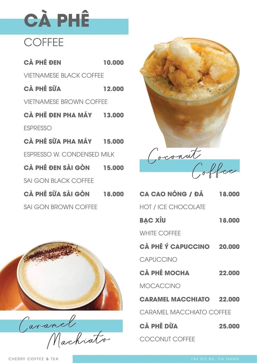 Cherry Coffee and Tea menu board