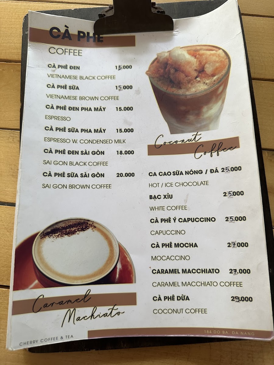 Cherry Coffee and Tea menu board