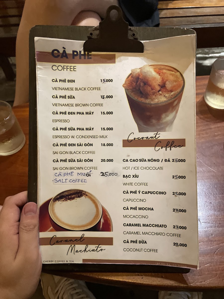 Cherry Coffee and Tea menu board