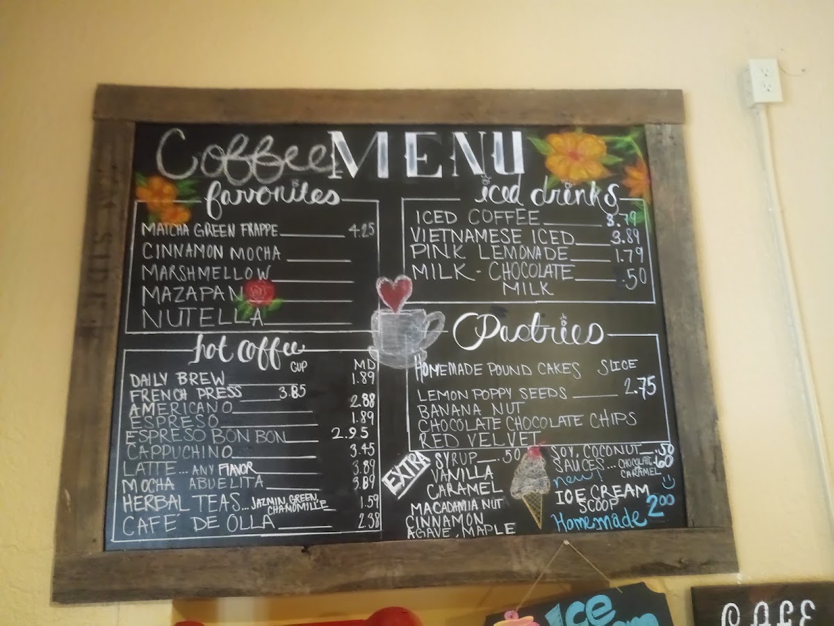 cafe arte mi admore menu board