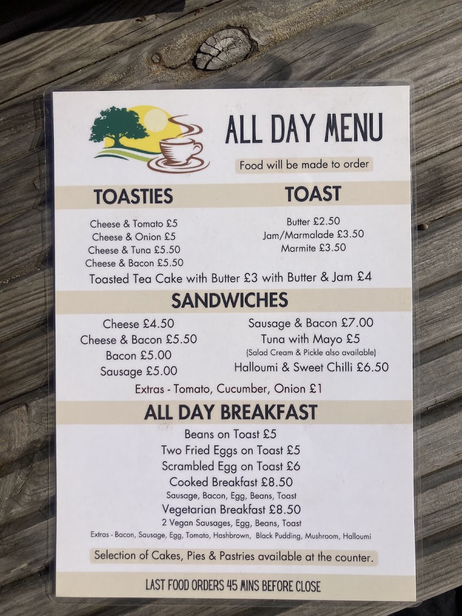 The View Coffee Shop Milton Abbas Dorset menu board