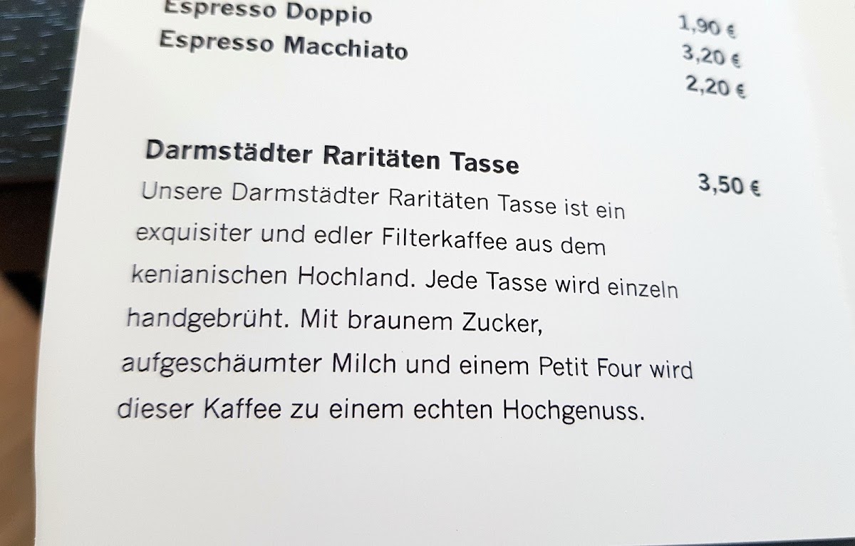 Coffee house at the forest cemetery menu board
