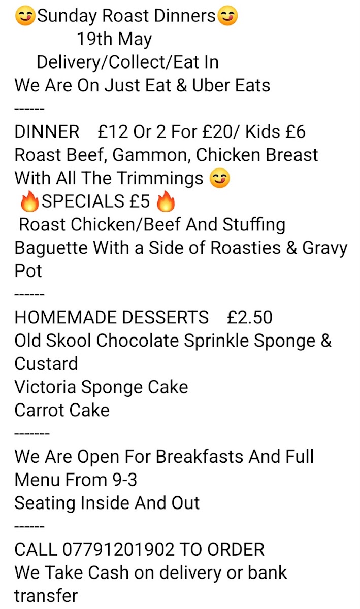 Beez kneez cafe menu board