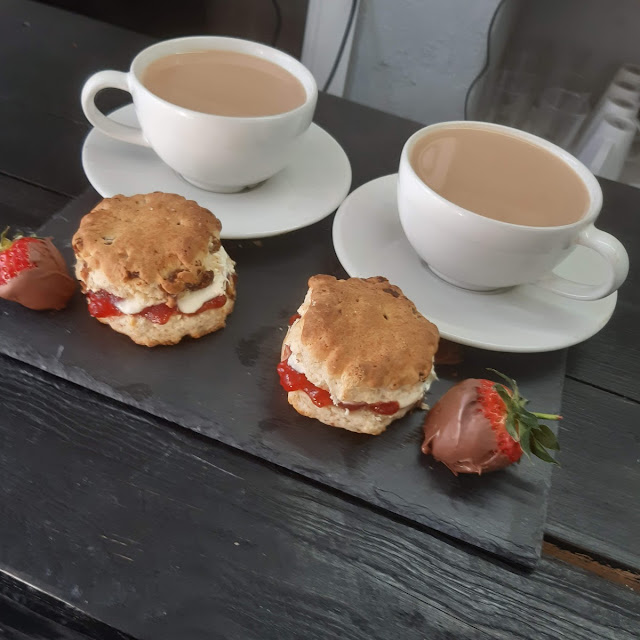 Scones with Clotted Cream and Strawberry Jam